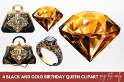 Black And Gold Birthday Queen Clipart Product Image 1