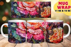 STAINED GLASS PETALS SUBLIMATION 11OZ 15OZ MUG WRAP Product Image 1