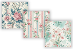 Baby Shower Toile Digital Paper Pack, Vintage Floral Toile Product Image 5