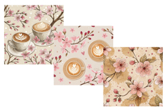 Cherry Blossom Cafe Digital Paper, Seamless Pattern Product Image 5