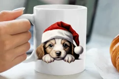 Christmas Peeking Dogs Clipart, Christmas PNG Product Image 5