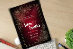 Luxury Royal Burgundy and Gold Wedding Invitation Template Product Image 2