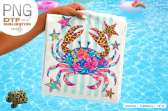 Patriotic Crab PNG, Floral Coastal Summer Shirt Design Product Image 6