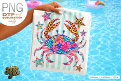 Patriotic Crab PNG, Floral Coastal Summer Shirt DTF Product Image 6