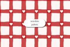 Red Gingham Heart Seamless Valentine Check Pattern Product Image 1