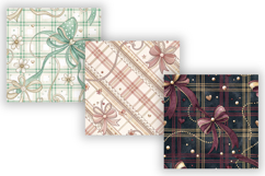 Coquette Bow Plaid Digital Paper Pack, Seamless Watercolor Product Image 5