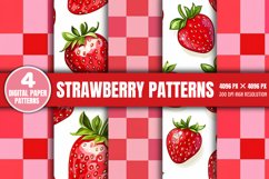 Strawberry Digital Papers Pattern Bundle PNG Product Image 6