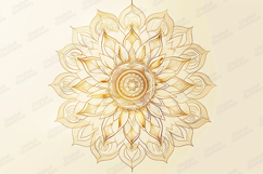 Golden Lotus Mandala SVG | Elegant Floral Spiritual Art Product Image 1
