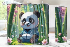 3 Cute Panda Tumbler Sublimation, 20 oz Tumbler Wrap Product Image 3