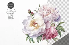 Peony bouquet clipart, Flowers clipart, Peony Product Image 1