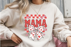 Mama Valentine Sublimation Design | Heart Bow Mama PNG Product Image 2