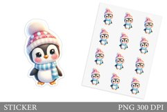 Cute Penguin Sticker Design. Winter Sticker Printable Product Image 1