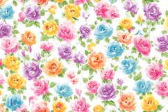 Colorful Watercolor Rose Pattern Background Product Image 1