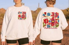 America Patriotic flowers PNG T-Shirt|4th of July PNG Sublim Product Image 5