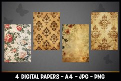 4 Vintage Digital Papers I Junk Journal Pages Product Image 2