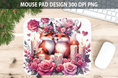 Watercolor Fox Mouse Pad Sublimation - Valentines PNG Product Image 1