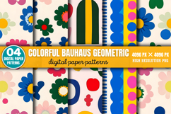 Colorful Bauhaus Geometric Digital Paper Background Bundle P Product Image 6
