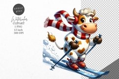 Christmas clipart, Christmas cow clipart, Cow clipart Product Image 1