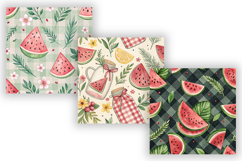 Pastel Watermelon Gingham Digital Paper, Seamless Watercolor Product Image 5
