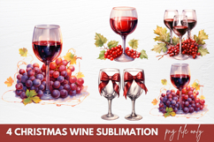 Christmas Wine Sublimation Clipart Product Image 1