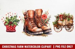 Watercolor Christmas Farm Clipart, Christmas Farm Clipart Product Image 1