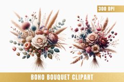 Watercolor boho bouquet clipart, Boho Flowers Bundle Product Image 6