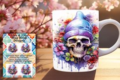 Elegant Watercolor Skull Mug Wrap Design 11oz/15oz Product Image 1