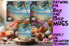 Vibrant Palms and Ocean Mug Wrap for Summer 11oz/15oz Product Image 1