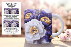 Fancy 11oz Mug Wrap Png Design , 3D Flower Product Image 1