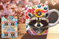 Bright Raccoon &amp; Floral Mug Wrap Sublimation 11oz/15oz Product Image 1