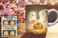 Adorable Ghost Halloween Mug Wrap Design 11oz 15oz Product Image 1