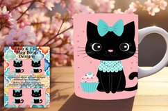 Artistic Watercolor Cat Mug Design PNG Product Image 1