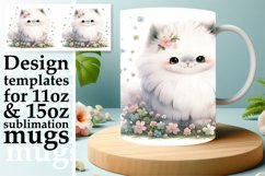 Spring Blossom Cat Mug Wrap - Watercolor Sublimation Product Image 1