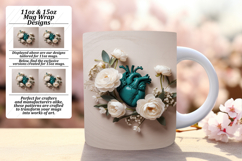 Elegant 15oz Mug Wrap Png Artwork , 3D Heart Product Image 1