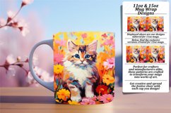 Kitty and Flowers Mug Wrap Sublimation Product Image 1