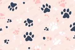 Cute Pet Paw Print Seamless Pattern Background JPG Product Image 1