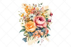 Watercolor Ivory Floral Bouquet Clipart Bundle Product Image 5