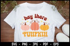 Hey there pumpkin SVG, retro autumn T-shirt SVG Product Image 1