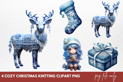 Cozy Christmas Knitting Clipart PNG Product Image 1