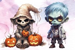 Cute Halloween Clipart Bundle, Watercolor Halloween Clipart Product Image 6