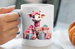 Cute Pink Christmas Animals Clipart Sublimation Product Image 5