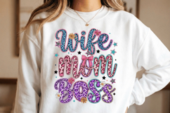 Wife Mom Boss PNG sublimation | Mother's Day PNG T-Shirt Product Image 1
