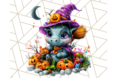 Bright Halloween Dinosaur PNG Clipart with Holiday Elements Product Image 5