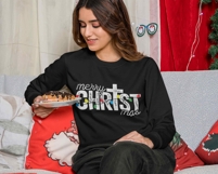 Merry Christmas Cross PNG Preppy Christmas Distressed PNG Product Image 2