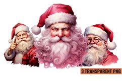 Watercolor Vintage Pink Santa Claus Clipart, PNG Product Image 1