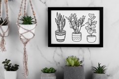 House Plants Line Art, Potted and Hanging Botanical Clipart Product Image 4