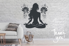 Elegant Yoga Silhouette with Lotus Flowers Product Image 5