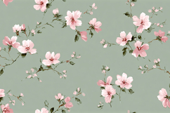 Floral pattern pink flowers on a soft green background Product Image 1