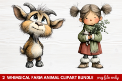 Whimsical Farm Animal Clipart | Cute Farm Animals PNG Set Product Image 1