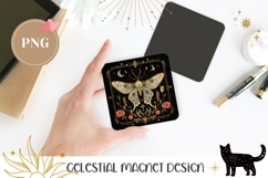 Celestial Moth Fridge Magnet, Gothic Moth Sublimation PNG Product Image 1